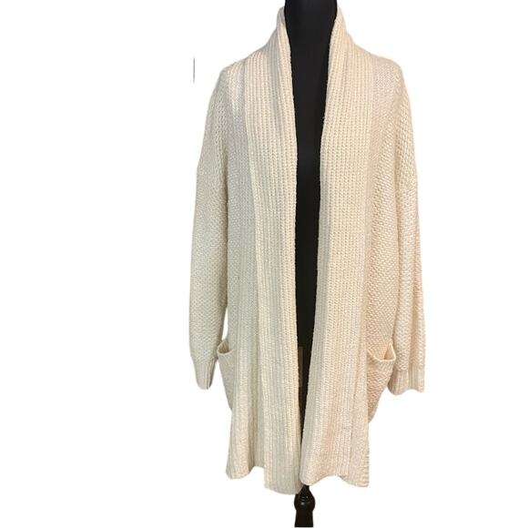 Pilcro Cream Oversized Open Long Cardigan Sweater Soft cotton blend XL cozy - Picture 1 of 9